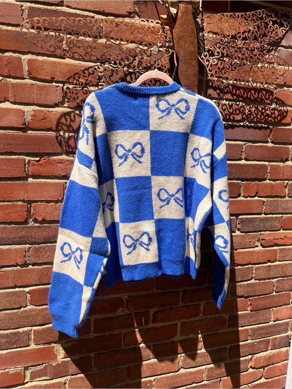 Lisa Says Gah Bow Check Lauda Cardi Sweater NWT - Picture 9 of 11